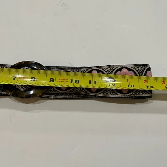 Hadley Pollet Pink & Blue‎ Reversible Fabric Belt with Tortoise Buckle Sz. M - Picture 4 of 7